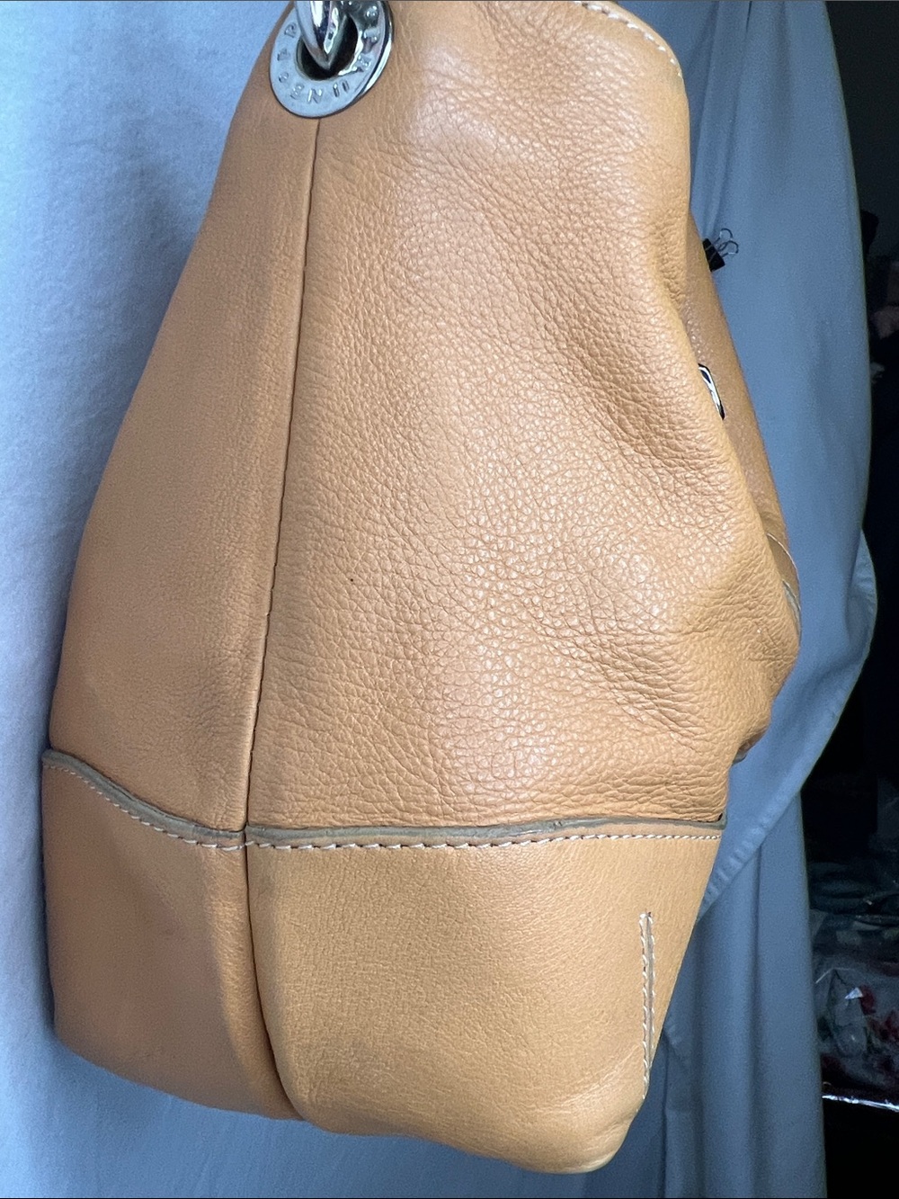 Prune Camel Color Leather Shoulder Bag - Picture 5 of 16